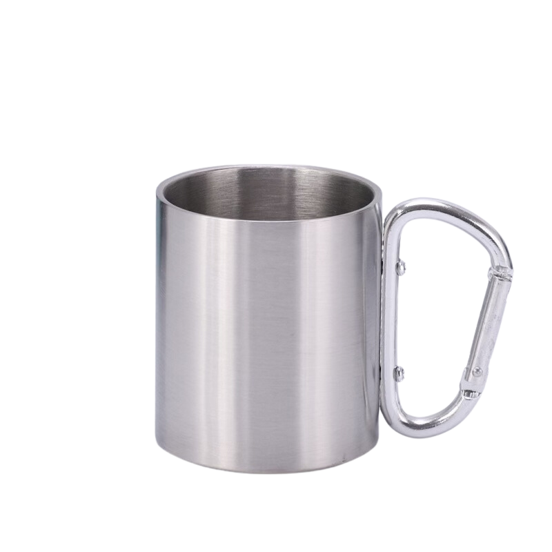 Becher mit Karabinerhaken aus Edelstahl
